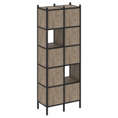 Loft Прямой стеллаж наборный VR.L-05 Тиквуд тёмный/Чёрный металл 862*446*1869