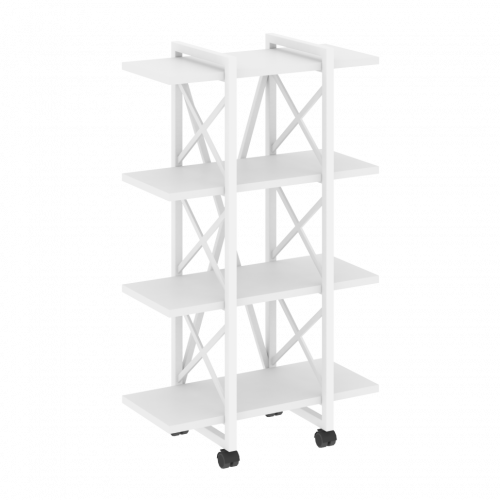 Loft Стеллаж на колесных опорах-4 полки VR.L-MST.K-4.4V Белый бриллиант/Белый металл 800*400*1334