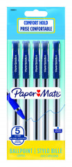 Набор ручек шариков. Paper Mate Brite BP (2084414) d=0.7мм син. черн. блистер сменный стержень резин. манжета 5 ручек