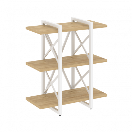 Loft Стеллаж на регулируемых опорах-3 полки VR.L-MST.O-3.4V Тиквуд светлый/Белый металл 800*400*910