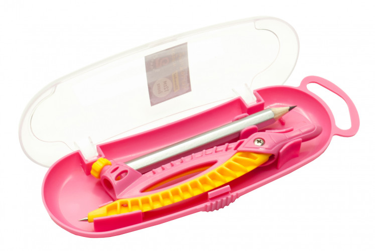 Готовальня Silwerhof Монстрики пластик 12см с гнездом для карандаша в компл.:карандаш