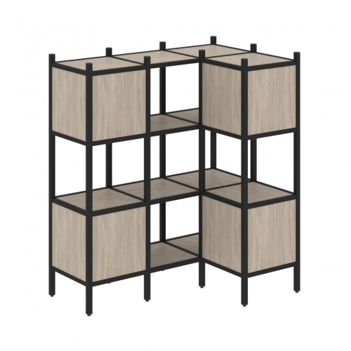 Loft Угловой внутренний стеллаж наборный VR.L-29 Дуб аттик/Чёрный металл 1278*862*1458