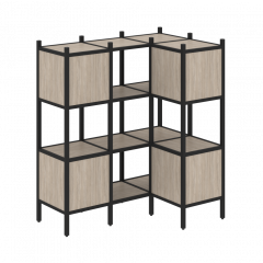 Loft Угловой внутренний стеллаж наборный VR.L-29 Дуб аттик/Чёрный металл 1278*862*1458