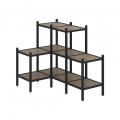 Loft Угловой внутренний стеллаж наборный VR.L-37 Тиквуд тёмный/Чёрный металл 862*1278*1047