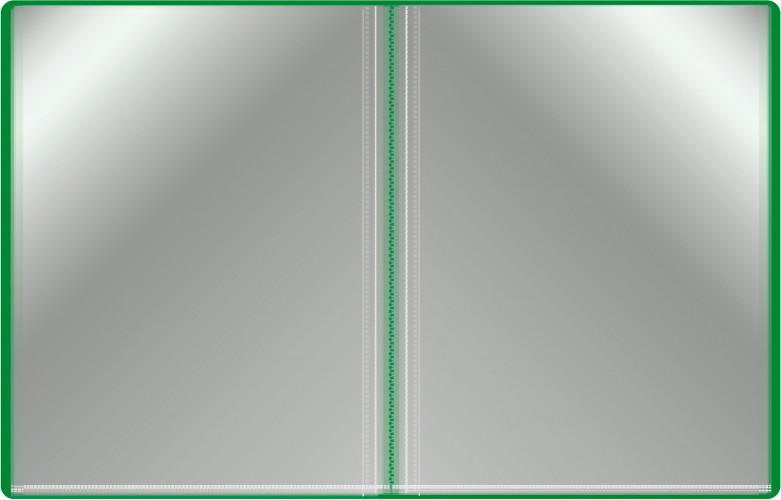 Папка с 30 прозр.вклад. Бюрократ -BPV30GRN A4 пластик 0.65мм торц.карм с бум. встав зеленый