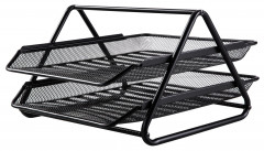 Лоток горизонтальный Deli E9183 для бумаг 350х274х185мм черный металл сетка