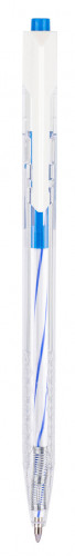 Ручка шариков. автоматическая Deli Arrow EQ24-BL прозрачный/белый d=0.7мм син. черн.