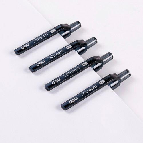 Ручка шариков. автоматическая Deli X-tream EQ21-BK черный/прозрачный d=0.7мм черн. черн. (1шт) резин. манжета