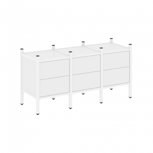 Loft Прямой стеллаж наборный VR.L-06 Белый бриллиант/Белый металл 1278*446*636