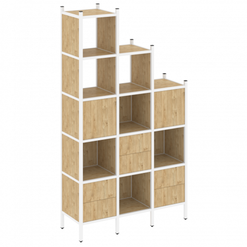 Loft Прямой стеллаж наборный VR.L-22 Тиквуд светлый/Белый металл 1278*446*2280