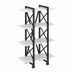 Loft Стеллаж на колесных опорах-4 полки VR.L-MST.K-4.4V Белый бриллиант/Чёрный металл 800*400*1334