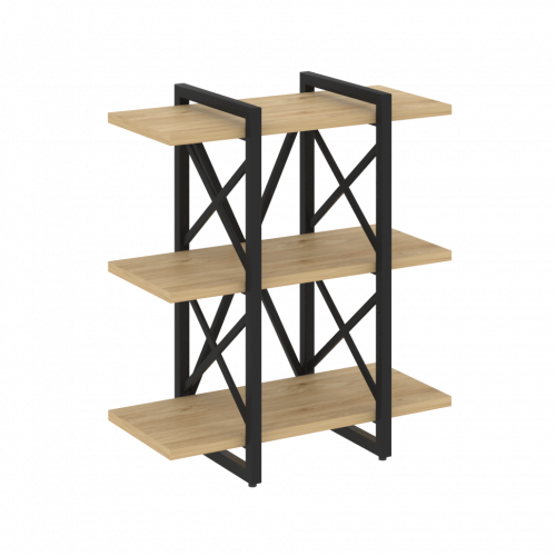 Loft Стеллаж на регулируемых опорах-3 полки VR.L-MST.O-3.4V Тиквуд светлый/Чёрный металл 800*400*910