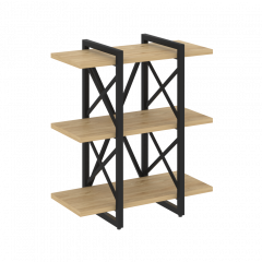 Loft Стеллаж на регулируемых опорах-3 полки VR.L-MST.O-3.4V Тиквуд светлый/Чёрный металл 800*400*910