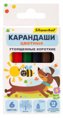 Карандаши цв. Silwerhof Jumbo Mini Веселые друзья 6мм шестигран. дерево ассорти 6цв. коробка/европод.
