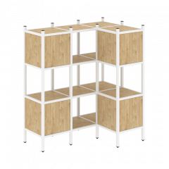 Loft Угловой внутренний стеллаж наборный VR.L-29 Тиквуд светлый/Белый металл 1278*862*1458