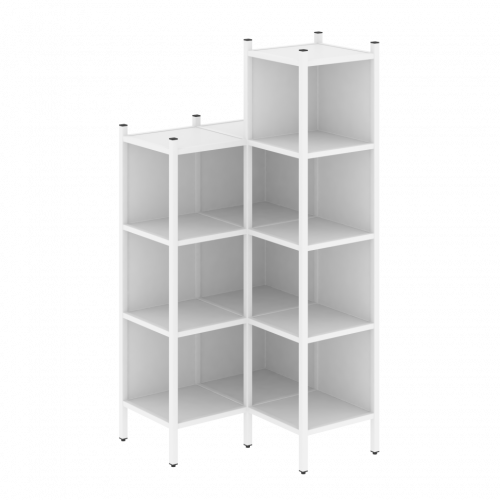 Loft Угловой внутренний стеллаж наборный VR.L-38 Белый бриллиант/Белый металл 862*862*1869