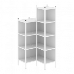 Loft Угловой внутренний стеллаж наборный VR.L-38 Белый бриллиант/Белый металл 862*862*1869