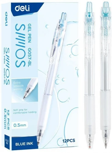 Ручка гелев. Deli Smoos EG057-BL син. черн. (12шт) линия 0.5мм