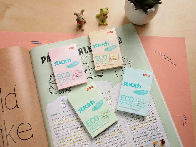 Блок самоклеящийся бумажный Stick`n ECO 21743 51x76мм 100лист. 60г/м2 пастель голубой