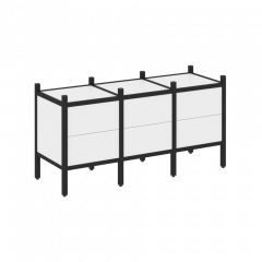 Loft Прямой стеллаж наборный VR.L-06 Белый бриллиант/Чёрный металл 1278*446*636