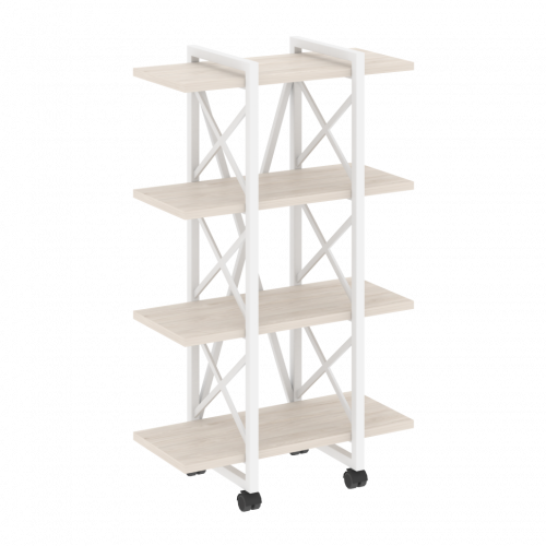 Loft Стеллаж на колесных опорах-4 полки VR.L-MST.K-4.4V Денвер светлый/Белый металл 800*400*1334