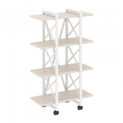 Loft Стеллаж на колесных опорах-4 полки VR.L-MST.K-4.4V Денвер светлый/Белый металл 800*400*1334