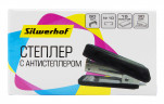 Степлер мини Silwerhof N10 (15листов) встроенный антистеплер черный 50скоб пластик закрытый коробка