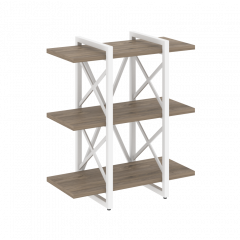 Loft Стеллаж на регулируемых опорах-3 полки VR.L-MST.O-3.4V Тиквуд тёмный/Белый металл 800*400*910