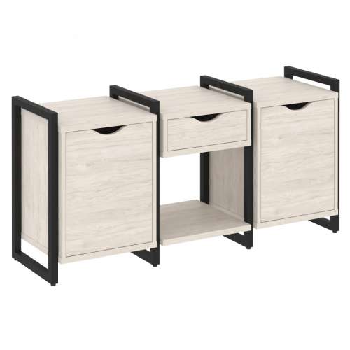 Loft Тумба на регулируемых опорах наборная. Вариант №7 VR.L-TN-7.O Денвер светлый/Чёрный металл 1440*460*719