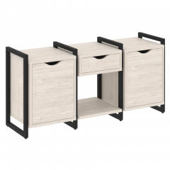 Loft Тумба на регулируемых опорах наборная. Вариант №7 VR.L-TN-7.O Денвер светлый/Чёрный металл 1440*460*719