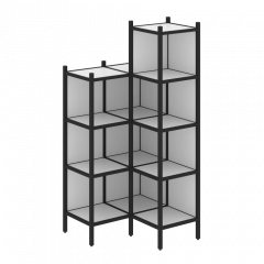 Loft Угловой внутренний стеллаж наборный VR.L-38 Белый бриллиант/Чёрный металл 862*862*1869