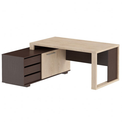 Стол руководителя с тумбой  ACT 1716(L) Дуб Девон/Венге Магия 1750х1600х750 ALTO