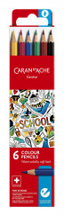 Карандаши цв. Carandache School Line 1290.706 акварель. шестигран. дерево металлик коробка/европод. (6шт)