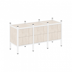 Loft Прямой стеллаж наборный VR.L-06 Денвер светлый/Белый металл 1278*446*636