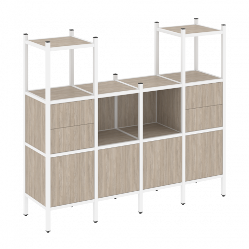 Loft Прямой стеллаж наборный VR.L-14 Дуб аттик/Белый металл 1694*446*1458