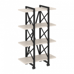 Loft Стеллаж на колесных опорах-4 полки VR.L-MST.K-4.4V Денвер светлый/Чёрный металл 800*400*1334
