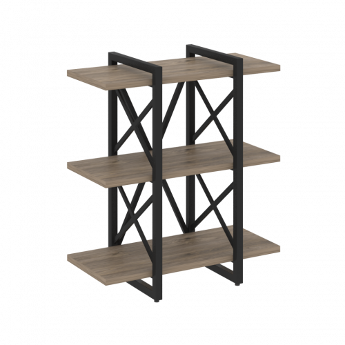 Loft Стеллаж на регулируемых опорах-3 полки VR.L-MST.O-3.4V Тиквуд тёмный/Чёрный металл 800*400*910