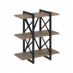 Loft Стеллаж на регулируемых опорах-3 полки VR.L-MST.O-3.4V Тиквуд тёмный/Чёрный металл 800*400*910