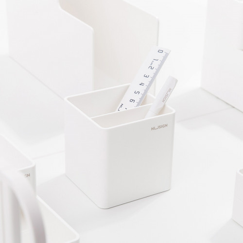Подставка Deli NS011White Nusign 2отд. для письменных принадлежностей 84х84х86мм белый пластик
