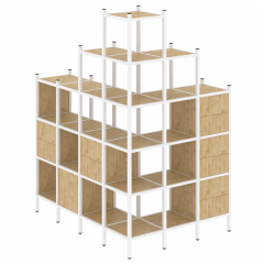 Loft Угловой внешний стеллаж наборный VR.L-56 Тиквуд светлый/Белый металл 1694*1278*2280