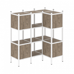 Loft Угловой внутренний стеллаж наборный VR.L-29 Тиквуд тёмный/Белый металл 1278*862*1458