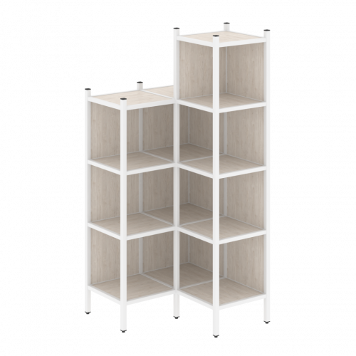 Loft Угловой внутренний стеллаж наборный VR.L-38 Денвер светлый/Белый металл 862*862*1869