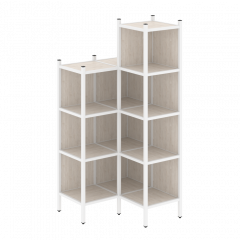 Loft Угловой внутренний стеллаж наборный VR.L-38 Денвер светлый/Белый металл 862*862*1869