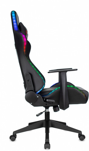 Кресло игровое Zombie GAME RGB черный эко.кожа/ткань с подголов. крестов. пластик пластик черный