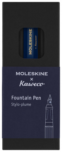 Ручка перьев. Moleskine Kaweco (KAWFOUNTPENMBLUE) синий M сталь нержавеющая/позолота син. черн. подар.кор.