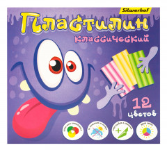 Пластилин Silwerhof Монстрики 12цв. 180гр. стек 1шт картон.кор.