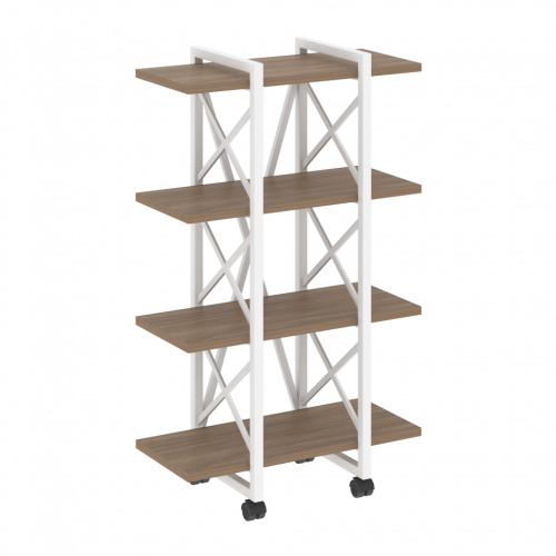 Loft Стеллаж на колесных опорах-4 полки VR.L-MST.K-4.4V Дуб аризона/Белый металл 800*400*1334
