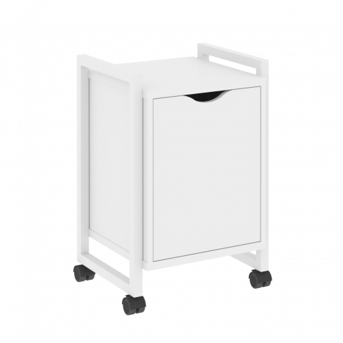 Loft Тумба на колесных опорах с распашным фасадом VR.L-T2.K Белый бриллиант/Белый металл 500*460*767