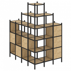 Loft Угловой внешний стеллаж наборный VR.L-56 Тиквуд светлый/Чёрный металл 1694*1278*2280