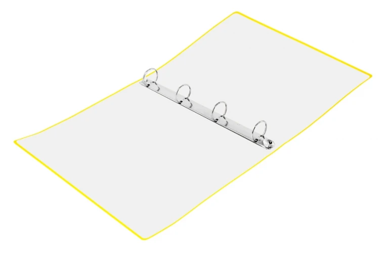 Папка панорама на 4-х кольцах Бюрократ Double Neon DNE0740/4RYEL A4 пластик 0.7мм кор.40мм карм.на лиц.стор. желтый